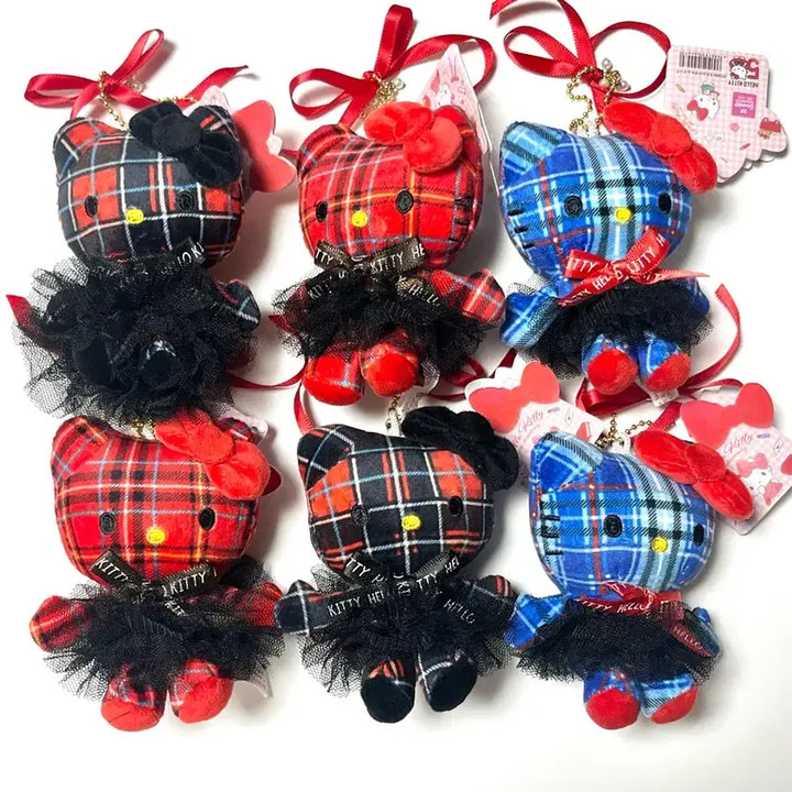 [BUNJANG] Hello Kitty Tartan Check Ballerina Core Doll Keychain / 새상품) 발레코어 타탄체크 키티 인형 키링