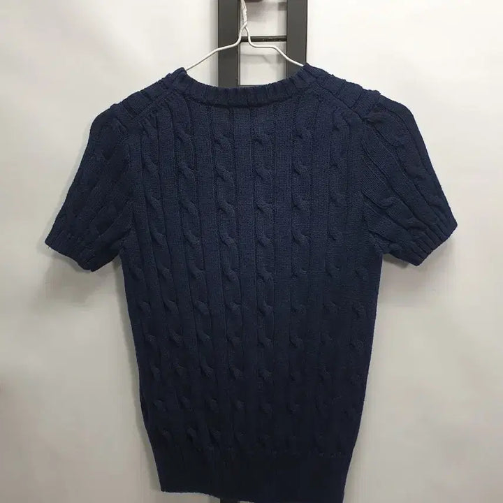 [BUNJANG] Polo Ralph Lauren Cable Knit Cotton Sweater Navy / 폴로 랄프로렌 꽈배기 니트 반팔 코튼 케이블 스웨터 네이비