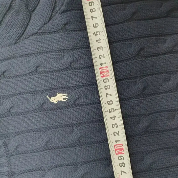 [BUNJANG] Polo Ralph Lauren Cable Knit Cotton Sweater Navy / 폴로 랄프로렌 꽈배기 니트 반팔 코튼 케이블 스웨터 네이비