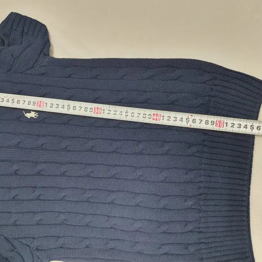 [BUNJANG] Polo Ralph Lauren Cable Knit Cotton Sweater Navy / 폴로 랄프로렌 꽈배기 니트 반팔 코튼 케이블 스웨터 네이비