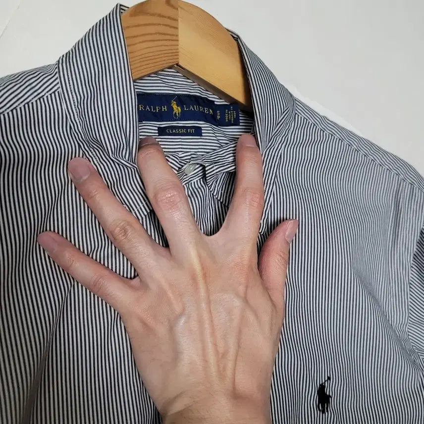[BUNJANG] Ralph Lauren Striped Classic Fit Polo Shirt / S 폴로 셔츠 블랙 스트라이프 클래식핏 랄프로렌