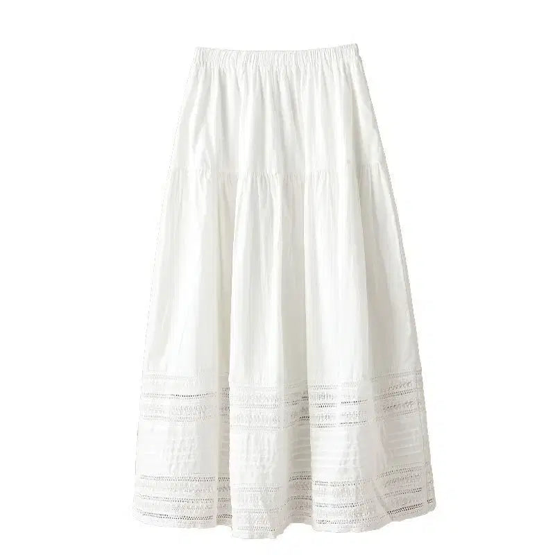 [BUNJANG] White Flower Mir Lace Punching Long Skirt / [새상품/빠른발송] 화이트 플라워 미르 레이스 펀칭 롱스커트 치마