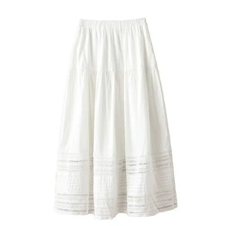 [BUNJANG] White Flower Mir Lace Punching Long Skirt / [새상품/빠른발송] 화이트 플라워 미르 레이스 펀칭 롱스커트 치마