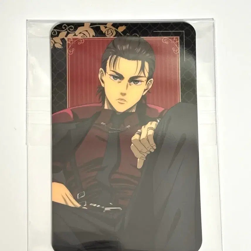 [BUNJANG] Attack on Titan Eren Dignified Can Badge &amp; Bromide Set / [특전] 진격의 거인 에렌 Dignified 캔뱃지 브로마이드 정장 의자