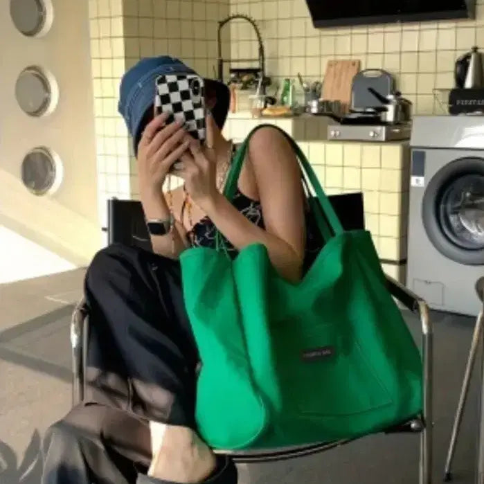 [BUNJANG] Green Shoulder Bag / 빅숄더백