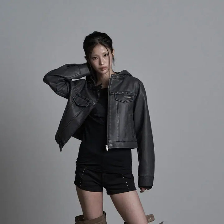 [BUNJANG] As You Are Track Leather Hoodie Jacket S / [새상품]애즈유아 트랙레더 후디 자켓S