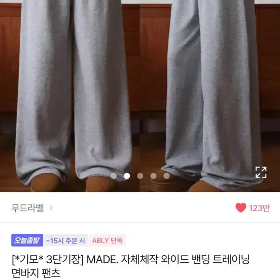 [BUNJANG] Mood Label Wide Pants / 에이블리 무드라벨 와이드 팬츠 기모