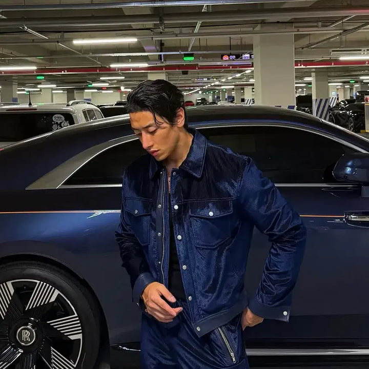 [BUNJANG] Rapinato Etual Velvet Trucker Jacket Set / {새상품/48/당일출고} 라피나토에뚜알 벨벳 트러커 자켓 셋업