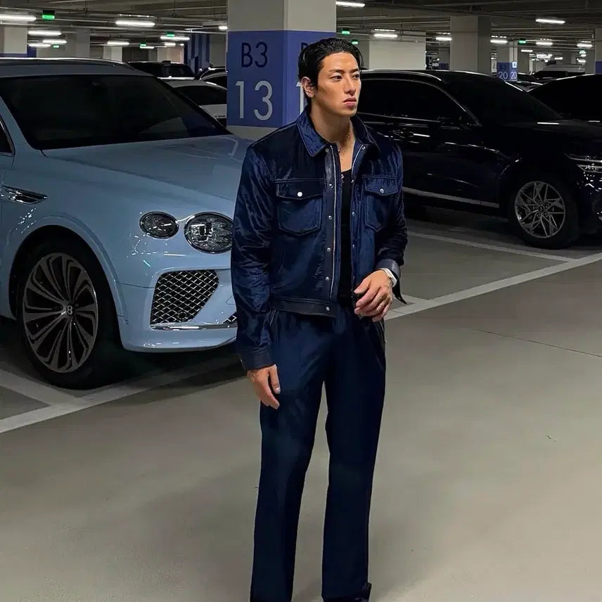 [BUNJANG] Rapinato Etual Velvet Trucker Jacket Set / {새상품/48/당일출고} 라피나토에뚜알 벨벳 트러커 자켓 셋업