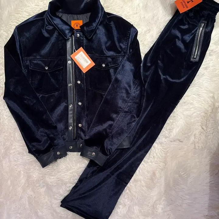 [BUNJANG] Rapinato Etual Velvet Trucker Jacket Set / {새상품/48/당일출고} 라피나토에뚜알 벨벳 트러커 자켓 셋업