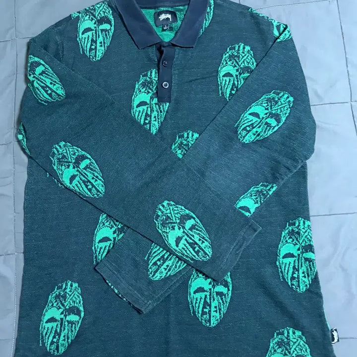 [BUNJANG] Stussy Mask Polo Long Sleeve Shirt / 스투시 마스크 폴로 롱슬리브