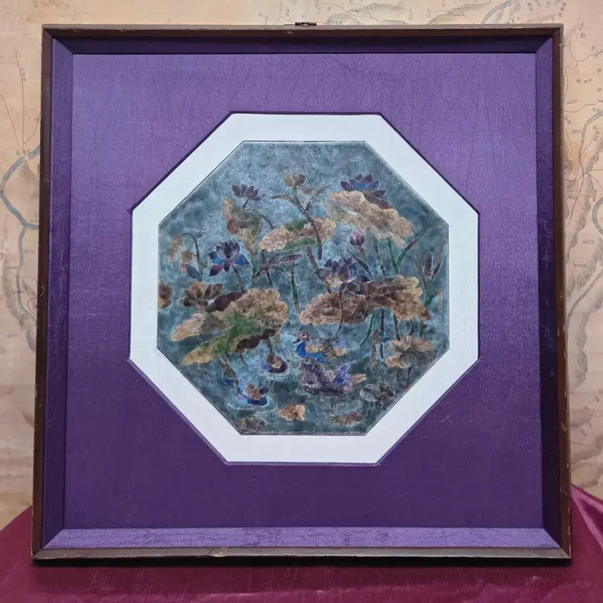 [BUNJANG] Dongchilbo Cloisonné Octagonal Plaque with Ducks and Lotus Flowers / 동칠보 팔각  연압도(오리/연꽃)80만원30%