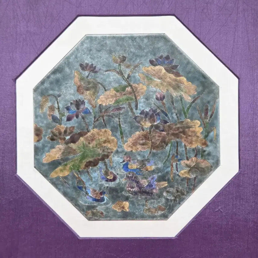 [BUNJANG] Dongchilbo Cloisonné Octagonal Plaque with Ducks and Lotus Flowers / 동칠보 팔각  연압도(오리/연꽃)80만원30%