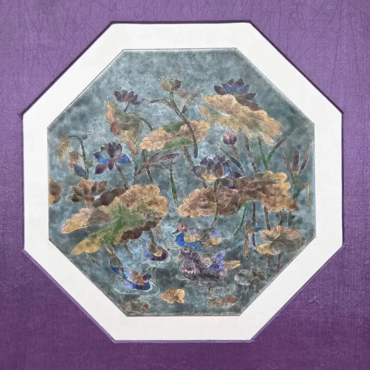[BUNJANG] Dongchilbo Cloisonné Octagonal Plaque with Ducks and Lotus Flowers / 동칠보 팔각  연압도(오리/연꽃)80만원30%