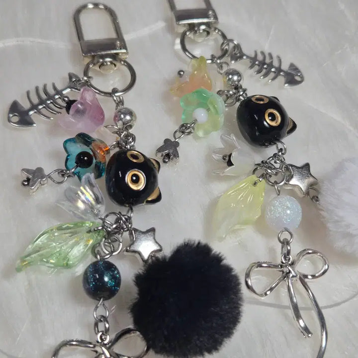 [BUNJANG] Pompom Cat Beaded Keyring / 폼폼고양이키링 비즈키링