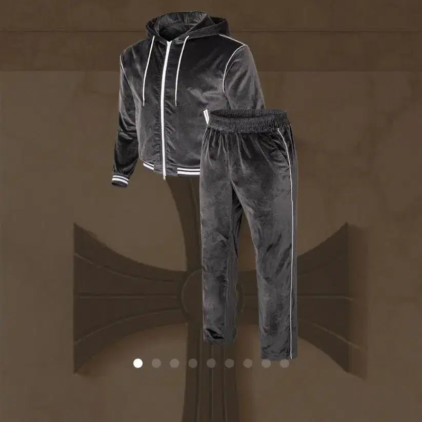 [BUNJANG] Raphanato52 Velour Training Set-up Set (Gray) / 라피나토52 벨루어 트레이닝 셋업세트(그레이)