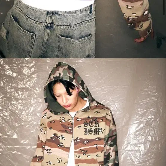 [SOLD OUT] 스키즘인듀싱 카모 후드 집업 카키 남녀공용
