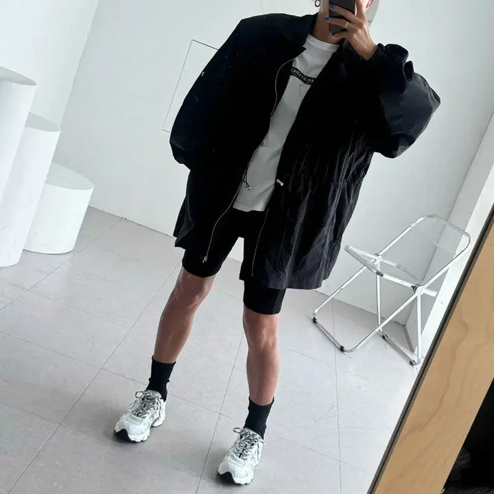 [BUNJANG] Oversized Drawstring Windbreaker Jacket / 오버핏 드로스트링 야상 집업 자켓 빅사이즈가능