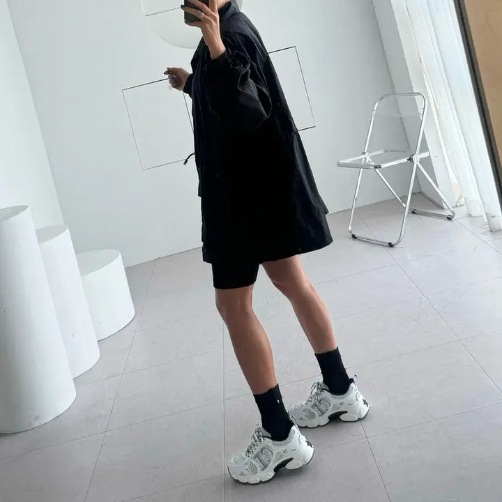 [BUNJANG] Oversized Drawstring Windbreaker Jacket / 오버핏 드로스트링 야상 집업 자켓 빅사이즈가능