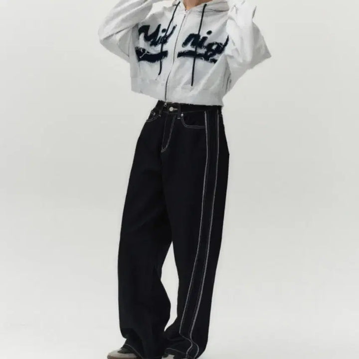 [BUNJANG] Midnight Move Line Denim Pants - Blue S / 미드나잇 무브 라인 데님 팬츠 - 블루 S