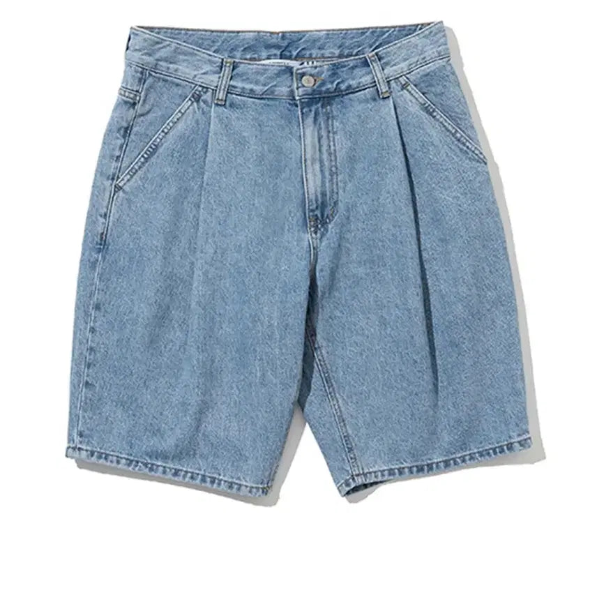 [BUNJANG] Uniform Bridge One Tuck Denim Shorts Light Indigo / [L] 유니폼브릿지 데님 반바지