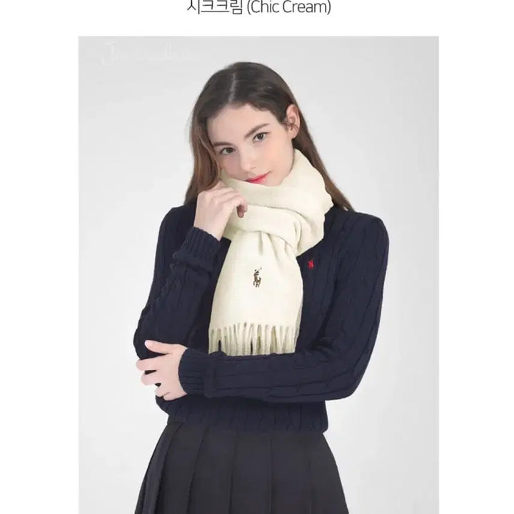 [BUNJANG] Polo Ralph Lauren Signature Wool Muffler - Chic Cream / 폴로 목도리/폴로랄프로렌 시그니처 울 머플러 PO_SS1 시크크림
