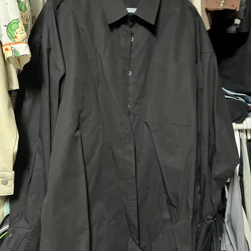 [BUNJANG] Fresh Label Posh Turn Up Shirt Black / 프레쉬라벨 포쉬 턴업 셔츠 블랙