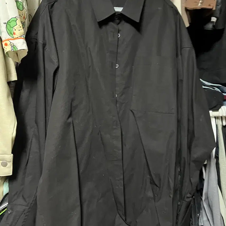 [BUNJANG] Fresh Label Posh Turn Up Shirt Black / 프레쉬라벨 포쉬 턴업 셔츠 블랙