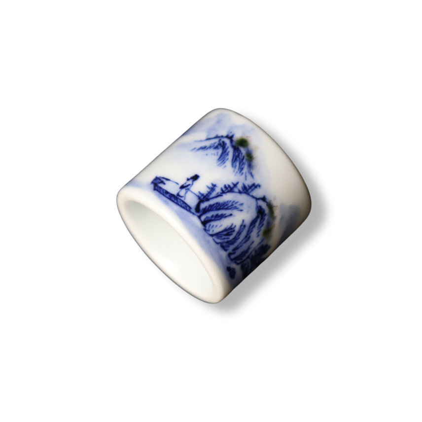 [BUNJANG] Chinese Celadon Porcelain Thumb Ring with Landscape Painting / 백자청화산수도궁갑 [중국도자기]