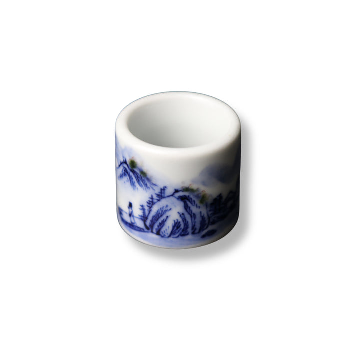 [BUNJANG] Chinese Celadon Porcelain Thumb Ring with Landscape Painting / 백자청화산수도궁갑 [중국도자기]