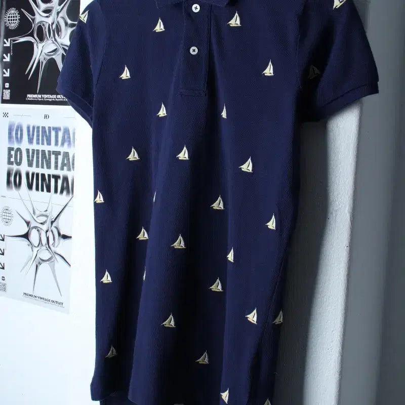[BUNJANG] Polo Ralph Lauren Embroidered Navy Polo Shirt / W(M) 폴로 랄프로렌 반팔 카라 티셔츠 자수패턴 네이비-181D8