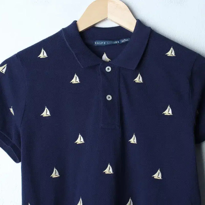[BUNJANG] Polo Ralph Lauren Embroidered Navy Polo Shirt / W(M) 폴로 랄프로렌 반팔 카라 티셔츠 자수패턴 네이비-181D8