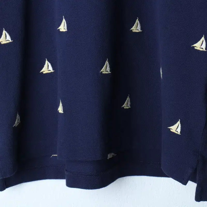 [BUNJANG] Polo Ralph Lauren Embroidered Navy Polo Shirt / W(M) 폴로 랄프로렌 반팔 카라 티셔츠 자수패턴 네이비-181D8