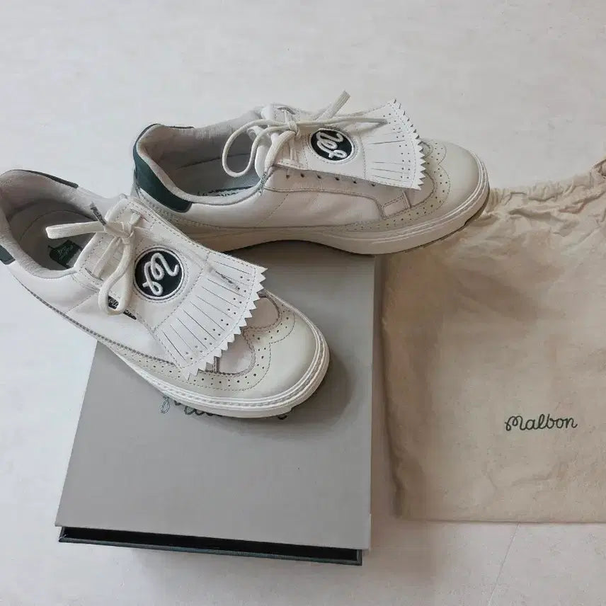 [BUNJANG] Malbon White Wingtip Golf Sneakers / 말본 골프화 화이트 윙팁 스니커즈