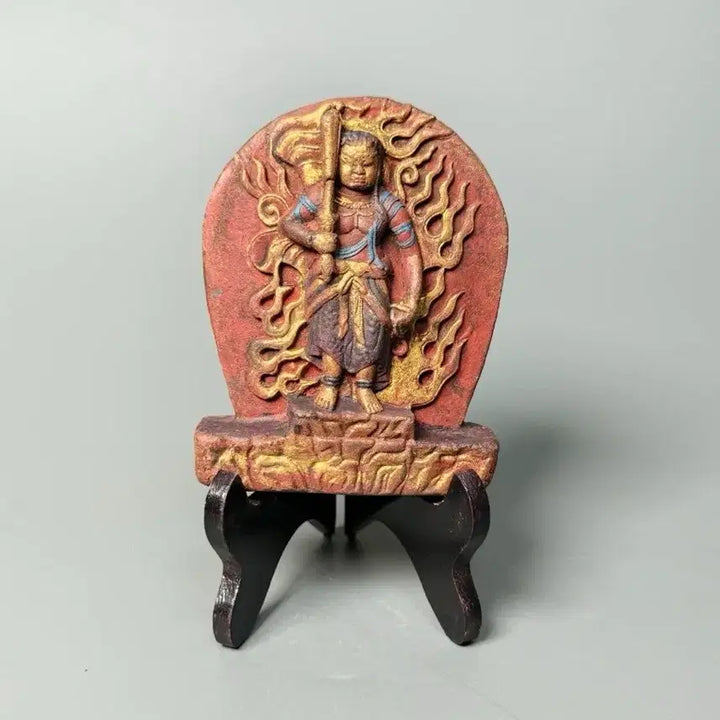 [BUNJANG] Incense Mud Buddha Figurine, Fudō Myōō, Buddhist Antique / 향니채색 부동명왕입상 불상 불교 골동품 수집품 미술품