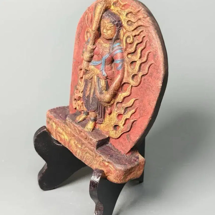 [BUNJANG] Incense Mud Buddha Figurine, Fudō Myōō, Buddhist Antique / 향니채색 부동명왕입상 불상 불교 골동품 수집품 미술품