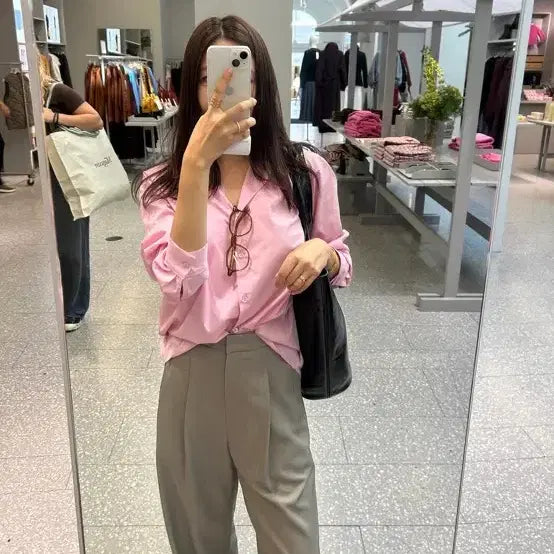 [BUNJANG] Le Meui Albus Wrinkle-Free Shirt - Pink / 르뮈 알버스 링클프리 셔츠 핑크 새상품