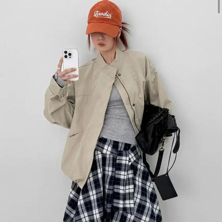 [BUNJANG] Blackup Shoulder High Neck Parka Jacket / 블랙업 숄더 하이넥 야상 점퍼