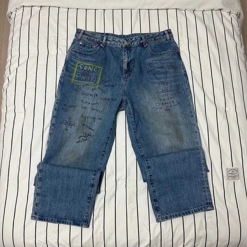 [BUNJANG] Dnerd x Daniel Johnston Denim Jeans (XL) / 디네댓x다니엘존스턴 데님(XL)