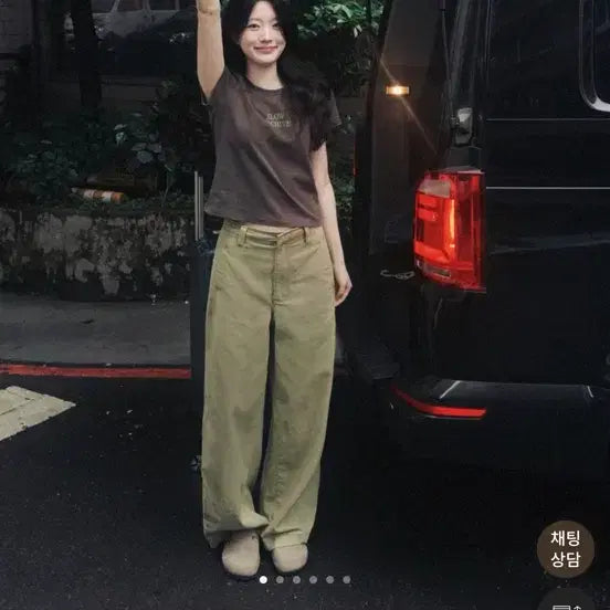 [SOLD OUT] 슬로우앤드 딥워싱 디테일러 와이드팬츠 올리브베이직 베이직 s