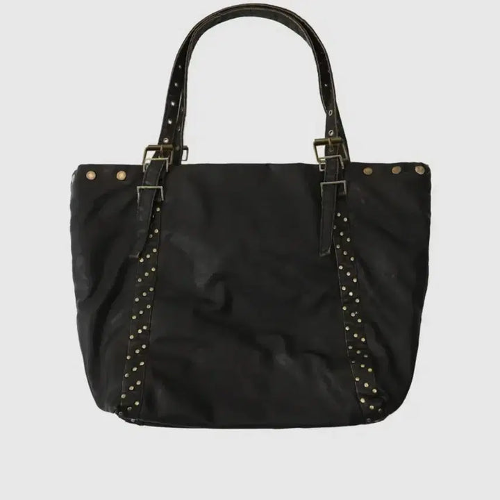 [BUNJANG] Badblood Studded Leather Shopper Bag (Washed Black) / 배드블러드 스터디드 레더 쇼퍼백 워시드블랙