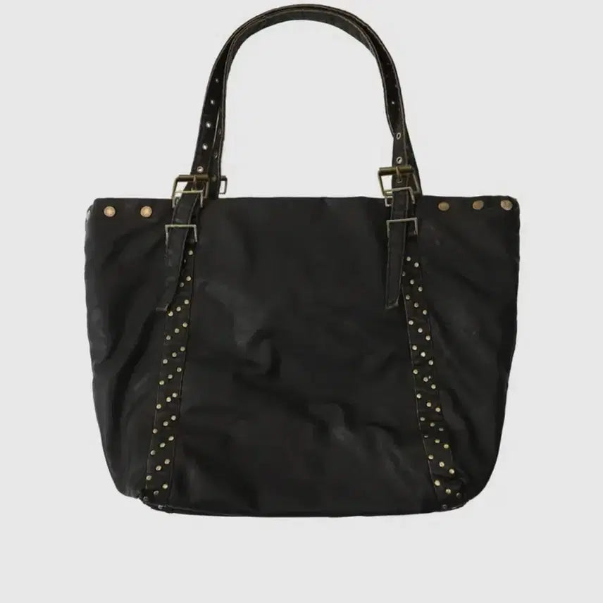 [BUNJANG] Badblood Studded Leather Shopper Bag (Washed Black) / 배드블러드 스터디드 레더 쇼퍼백 워시드블랙