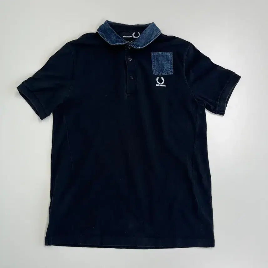 [BUNJANG] Raf Simons x Fred Perry Denim Collar Short Sleeve Shirt / [정품] 라프시몬스X프레드페리 데님 스위치 카라 반팔셔츠