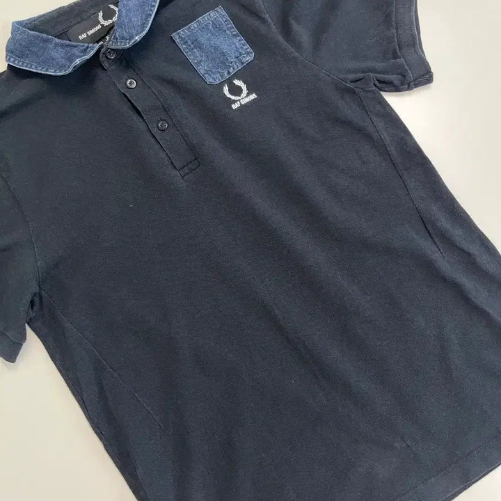 [BUNJANG] Raf Simons x Fred Perry Denim Collar Short Sleeve Shirt / [정품] 라프시몬스X프레드페리 데님 스위치 카라 반팔셔츠