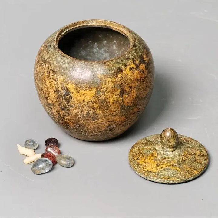 [BUNJANG] Joseon Dynasty Gilt Bronze Twelve Zodiac Animals Sarira Reliquary / 민국시대 동제 도금 십이지신문 소호형 사리장엄구 골동품 수집품