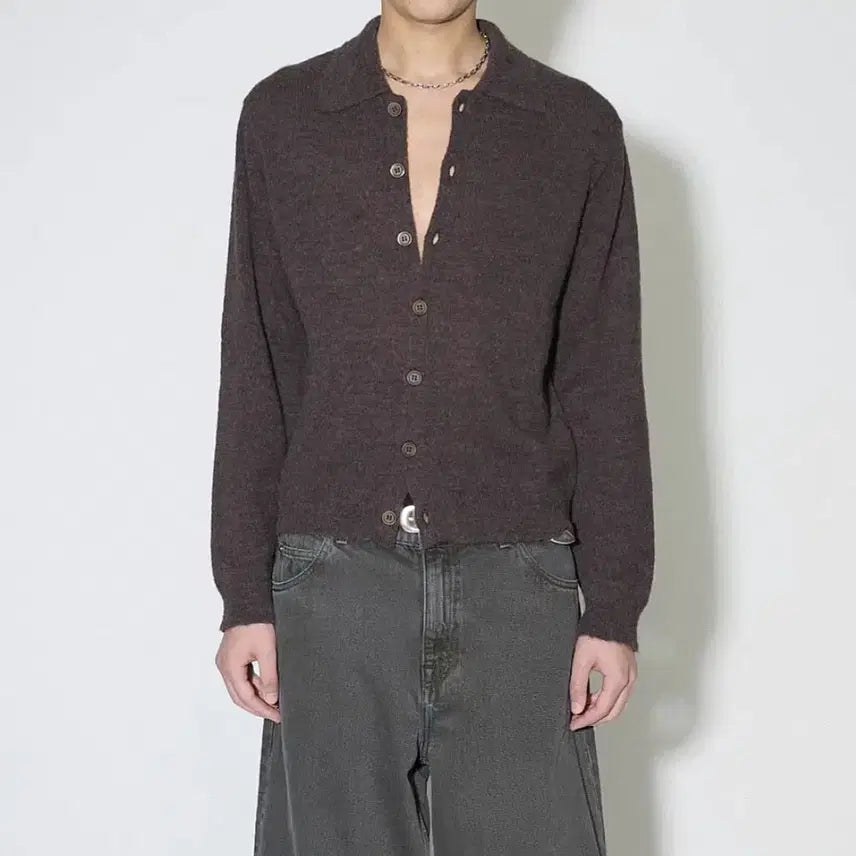 [BUNJANG] Our Legacy Alpaca Evening Polo Cardigan Brown / [50] 아워레가시 알파카 이브닝 폴로 가디건 브라운 컬러