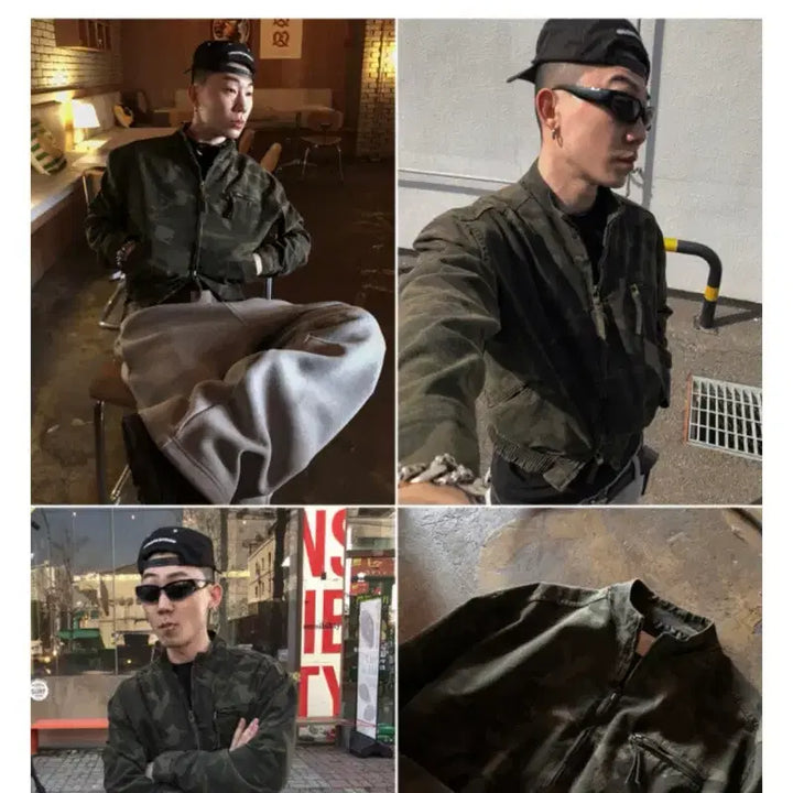 [BUNJANG] Notseller Camo Crop Biker Jacket / 낫셀러 카모 크롭 바이커자켓