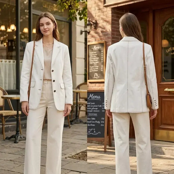[BUNJANG] Stylenanda Denim Long Jacket Ivory 77 / 스타일난다 데님 롱재킷 아이보리  77  165/88A~새옷  공용