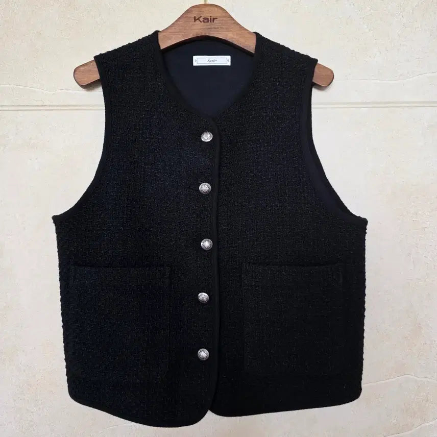 [BUNJANG] Kair Concho Tweed Vest (Black) / Kair Concho Tweed Vest (Black)