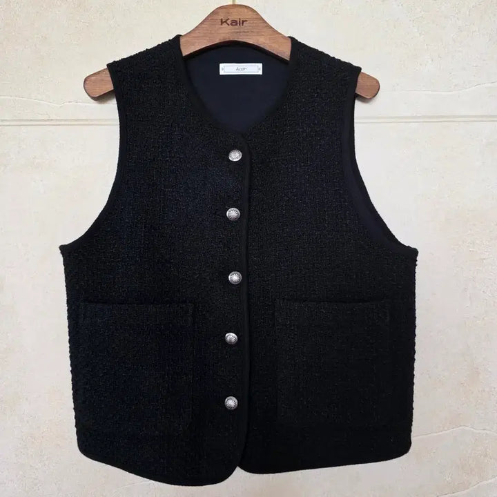 [BUNJANG] Kair Concho Tweed Vest (Black) / Kair Concho Tweed Vest (Black)
